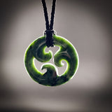 Natural Jade Triple Koru Pendant Necklace (N2248)