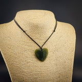 Natural NZ Jade Engraved Heart Pendant Necklace (N2278)