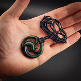 Natural NZ Jade Triple Koru Pendant Necklace (N2229)