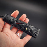 Natural Black Jade XL Manaia Toki Pendant Necklace (N2176)