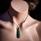 NZ Greenstone Pounamu Drop Pendant Necklace (N917)