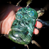 XL NZ Greenstone / Pounamu Tiki Pendant Necklace (N698)