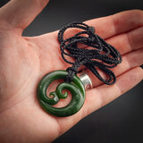 Natural Jade Double Koru Pendant Necklace (N2211)