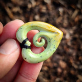 Natural Jade Koru Heart Pendant Necklace (N1111)