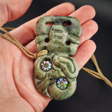 Natural Jade Side Hei Tiki Pendant Necklace (N2242)