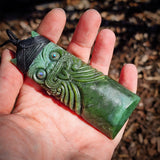 Natural Jade XL Tiki Toki Pendant Necklace (N1145)