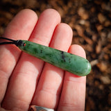 NZ Greenstone Pounamu Drop Pendant Necklace (N873)