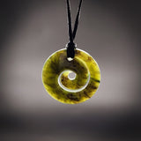 Natural NZ Jade Closed Koru Pendant Necklace (N2213)