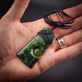 Natural Jade Side Koru Toki Pendant Necklace (N2266)