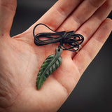 Natural Jade Fern Pendant Necklace (N2258)