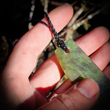 NZ Greenstone Pounamu Large Niho / Tooth Pendant Necklace (N740)
