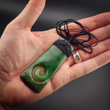 Natural Jade Koru Toki Pendant Necklace (N2306)