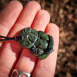 NZ Greenstone Pounamu Tiki Pendant Necklace (N1037)