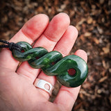 Natural Jade Triple Twist Pendant Necklace (N1068)