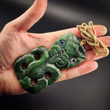 Natural Jade XL Hei Tiki Pendant Necklace (N2281)