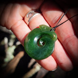 NZ Greenstone / Pounamu Koropepe Eel Pendant Necklace (N682)