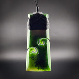 Natural Jade Double Koru Toki Pendant Necklace (N2245)