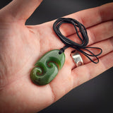 Natural Jade Double Koru Pendant Necklace (N2225)