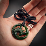 Natural Jade Triple Koru Pendant Necklace (N2222)
