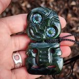 Natural Jade Side Tiki Pendant Necklace (N1103)