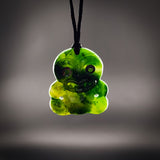 Natural Jade Small Tiki Pendant Necklace (N2269)
