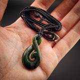 Natural Jade Koru Twist Pendant Necklace (N2261)