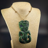 Natural Jade XL Hei Tiki Pendant Necklace (N2281)