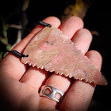 NZ Rhodonite / Pink Pounamu Niho Tooth Pendant Necklace (N671)