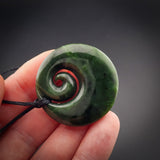 Natural Jade Round Koru Pendant Necklace (N2217)