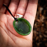 Natural Nephrite Jade Paua Shell Pendant Necklace (N1058)