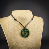 Natural Jade Double Koru Pendant Necklace (N2211)