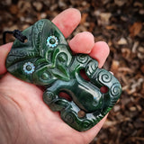 Natural Jade XL Tiki Pendant Necklace (N1140)