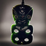 Natural Jade XL Hei Tiki Pendant Necklace (N2249)