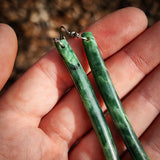 Natural Jade Curved Drop Hook Earrings (N1137)