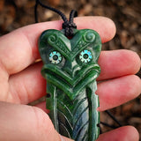 Natural Jade Tiki Niho Pendant Necklace (N1122)