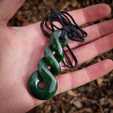 Natural Jade Triple Twist Pendant Necklace (N1068)