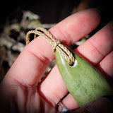 NZ Greenstone Pounamu Freeform Drop Pendant Necklace (N738)