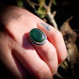 (adjustable) Solid Sterling Silver & Natural Emerald Handmade Solitaire Ring