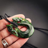Natural Jade Double Manaia Pendant Necklace (N2153)