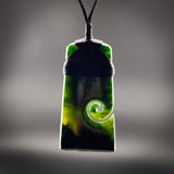 Natural Jade Side Koru Toki Pendant Necklace (N2243)