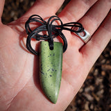 NZ Greenstone Pounamu Niho Pendant Necklace (N1081)