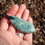 NZ Greenstone Pounamu Freeform Pendant Necklace (N1082)