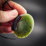 Natural NZ Jade Oval Plate Pendant Necklace (N2205)