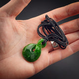 Natural Jade Pikorua Twist Pendant Necklace (N2250)