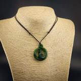 Natural NZ Jade Double Koru Twist Pendant Necklace (N22273)