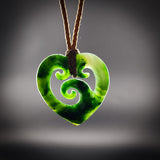 Natural Jade Triple Koru Heart Pendant Necklace (N2256)