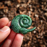 Natural Jade Kiwi Koru Pendant Necklace (N1142)