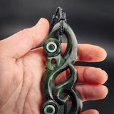 Natural Jade XL Double Manaia Pendant Necklace (N2241)