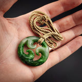 Natural Jade Triple Koru Pendant Necklace (N2263)