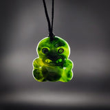 Natural Jade Small Tiki Pendant Necklace (N2247)